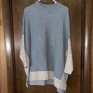 Cocobleu Gray and Cream Knit Poncho